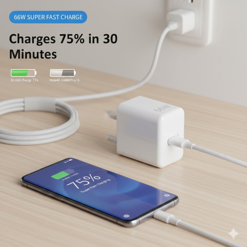 66W Charger with 2m Long 6A Type-C Cable